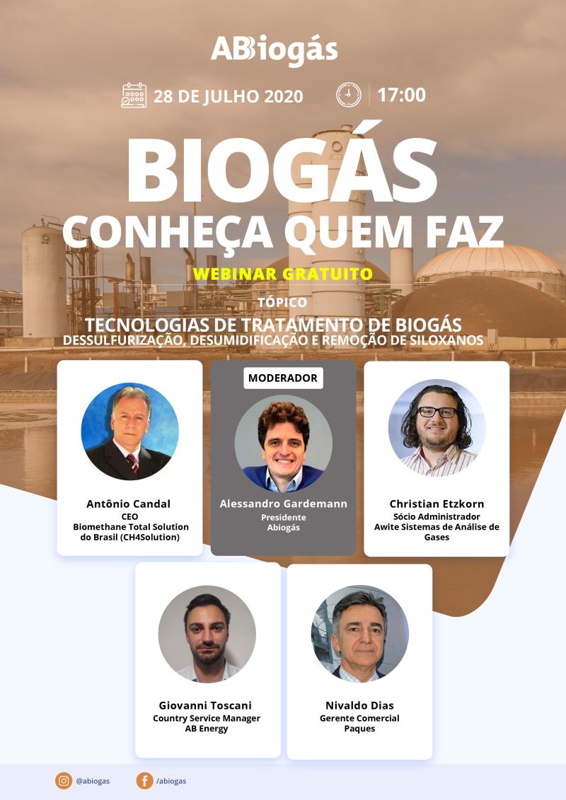 28/07/2020: Webinar “Tecologias de tratamento de biogás”